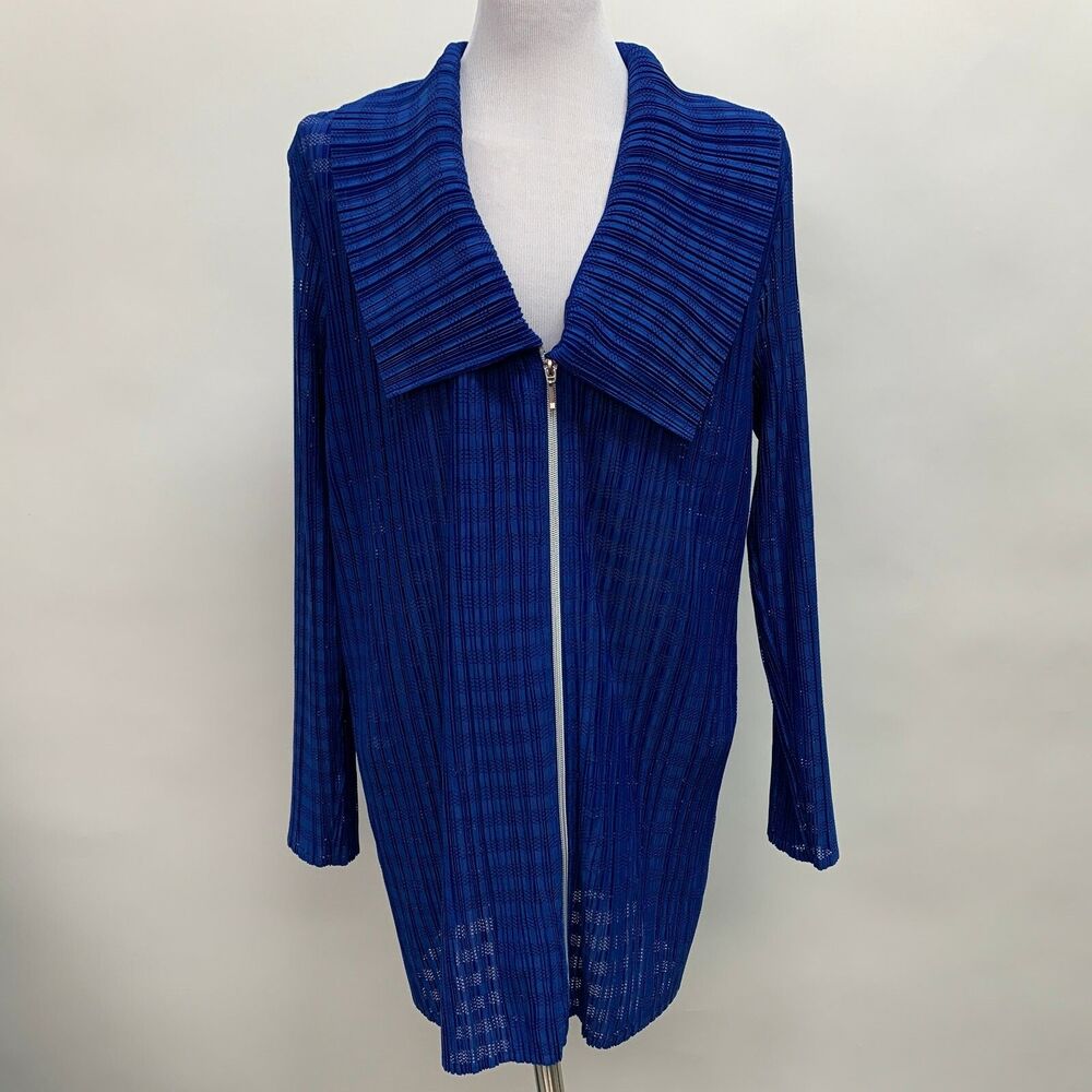 Chico's Travelers Women's Top‎ Light Jacket Size 3 XL 16 Royal Blue Full Zip